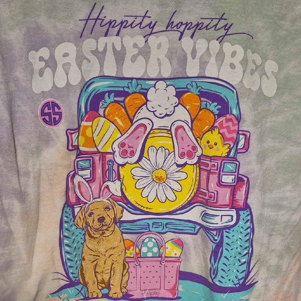 Simply Southern Women's Easter Large Pastel Tie-Dye Shirt - Picture 9 of 9